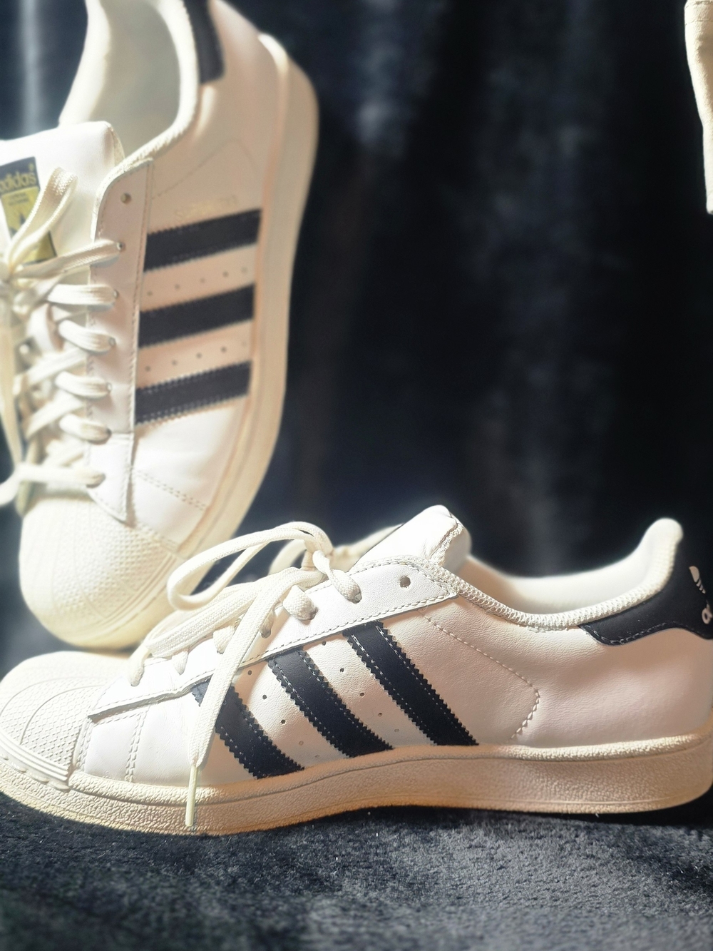 Adidas Men’s White Leather Sneakers with Black Stripes